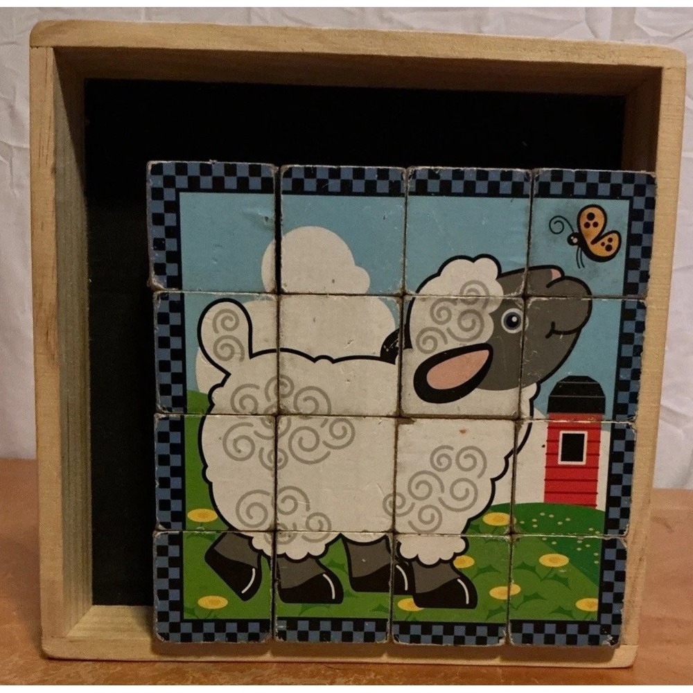 Melissa And Doug Wooden Cube Puzzle Create 6 Farm Scene